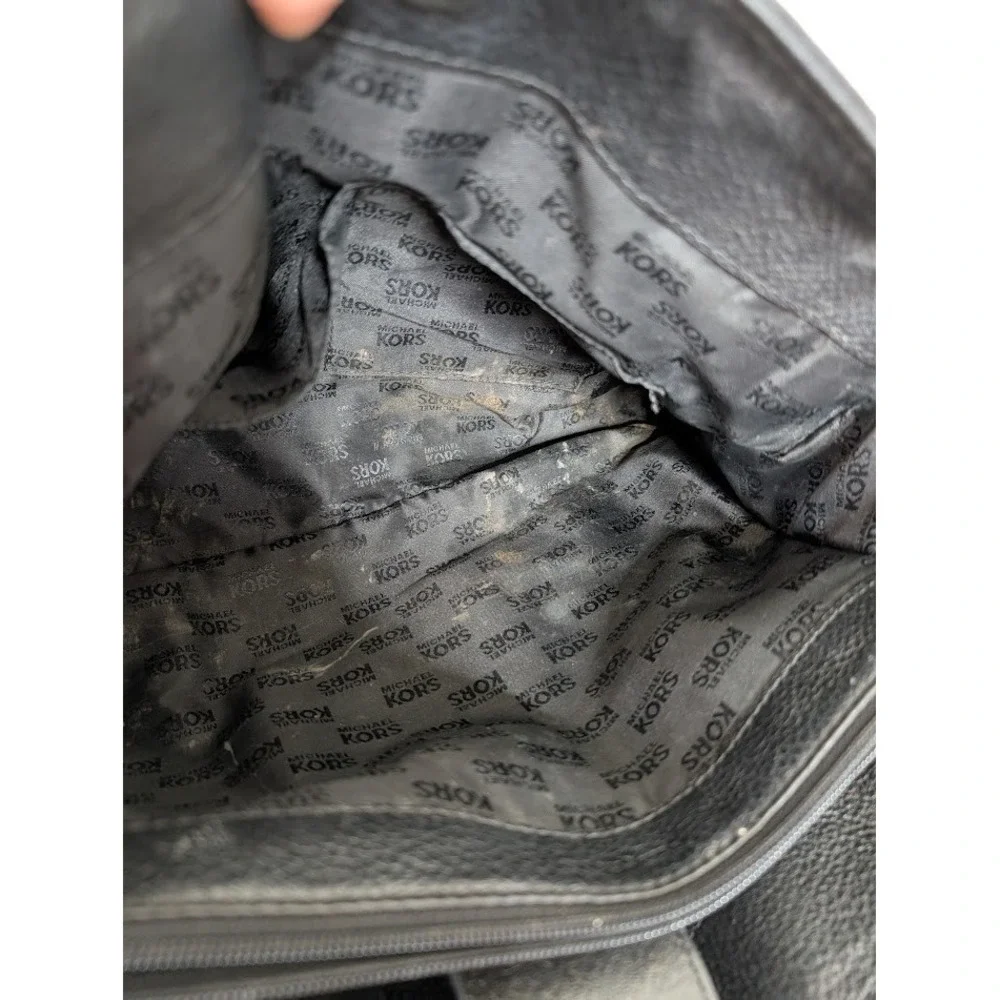Michael Kors Hamilton Black Leather Shoulder Bag‎ Silver Y2k Large Buckle Detail